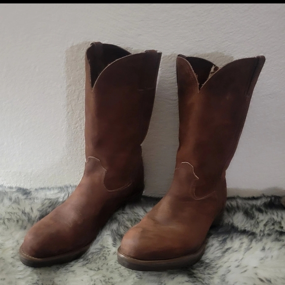 Durango Mens Brown Leather Western Boots Mid-Calf Pull On Rugged, Size 12D - Picture 2 of 10